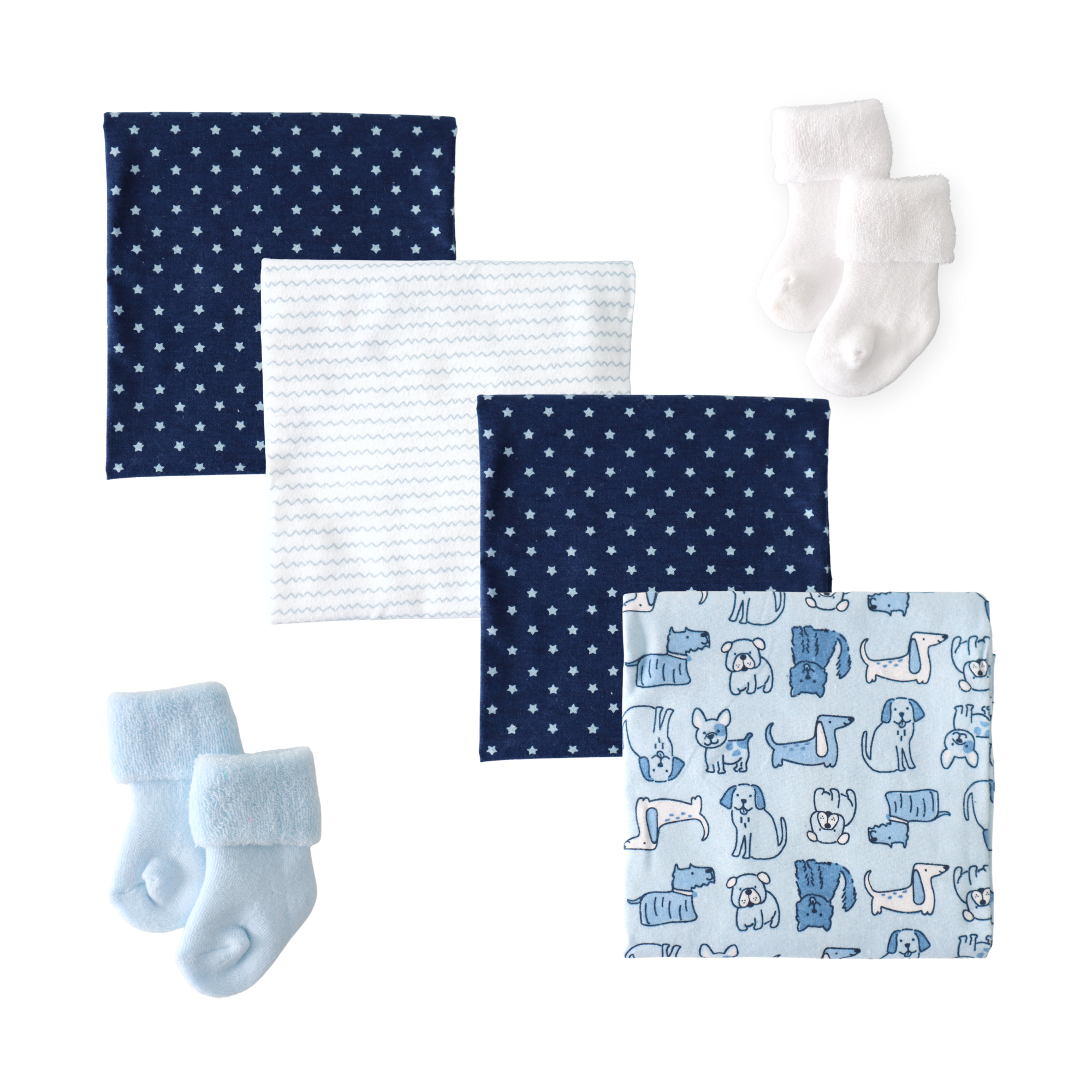 Baby Blossom Company - Wholesale New Mom Gift Box/Set - Baby Boy Receiving Blanket & Sock Cupcake Gift Set2