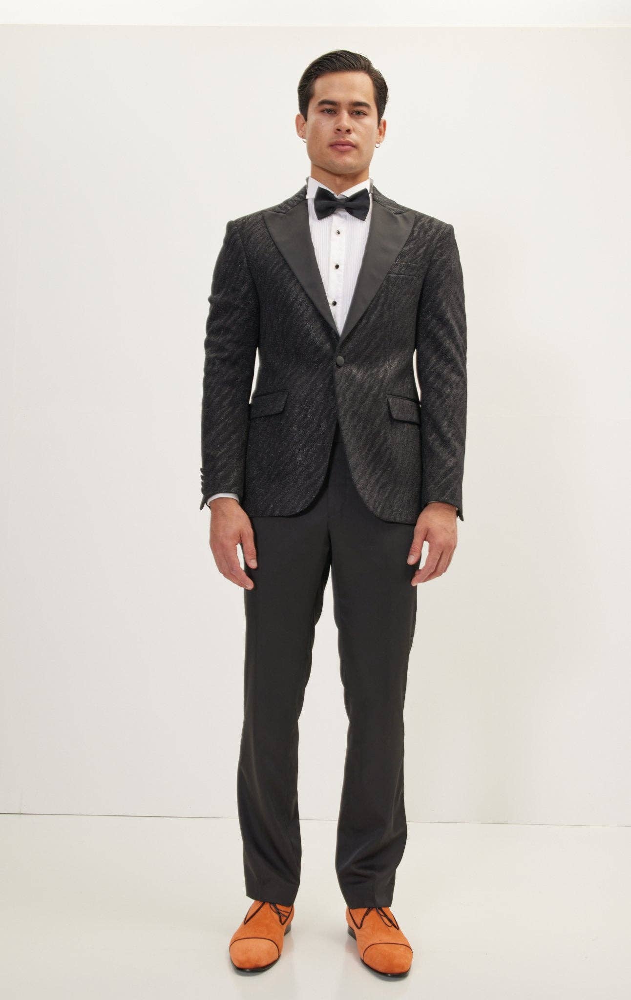 Men's Zebra Texture Peak Lapel Glitter Tuxedo Jacket- Black for wholesale on Faire2