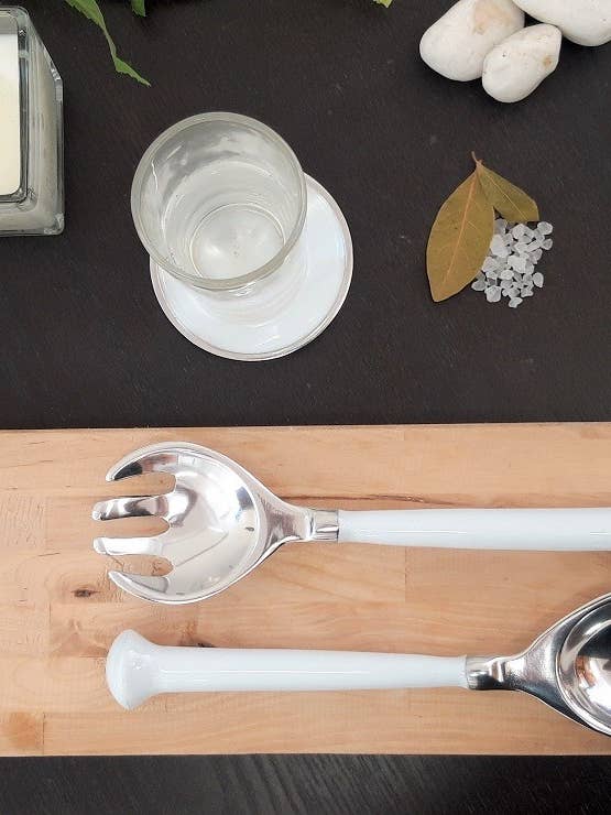 White Handmade Salad Servers Serving Utensils Contemporary for wholesale by Oh So Pretty & Green