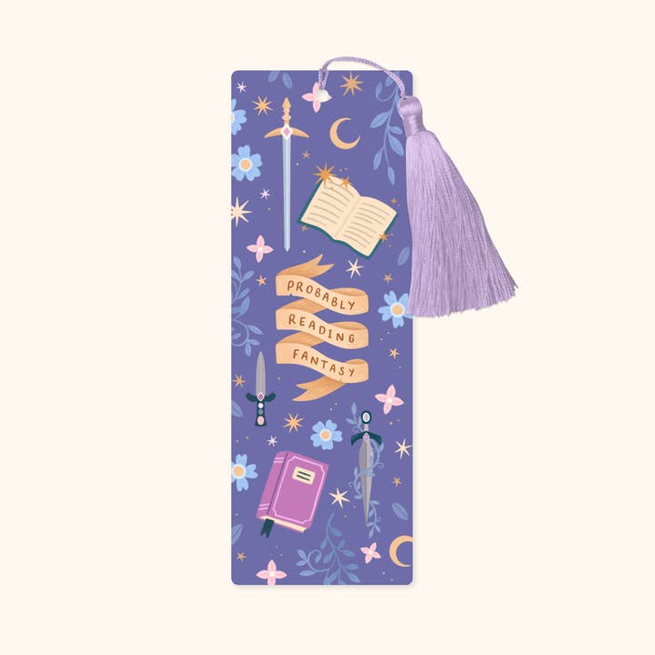 Probably Reading Fantasy Bookmark with Tassel for wholesale by Hopscotch Paper Co.