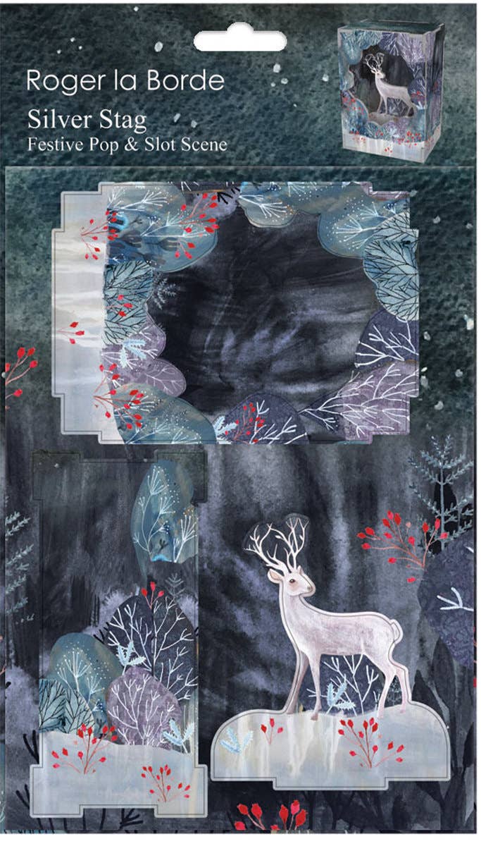 Roger La Borde - Wholesale Christmas Decoration - Silver Stag Diorama Pop & Slot Diorama  - POP 1163
