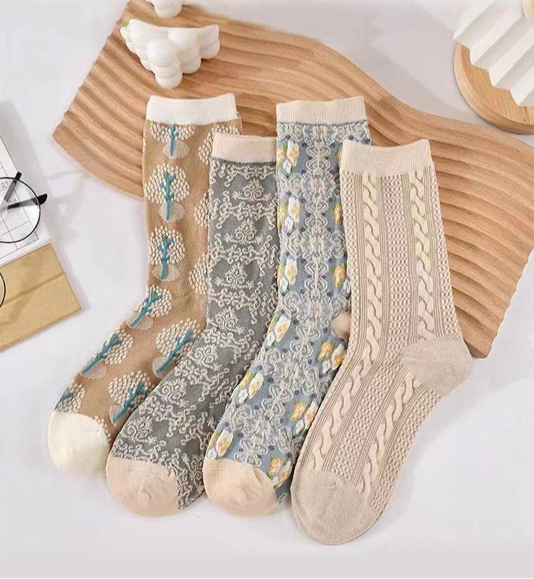 Sweetkama - Wholesale Socks - Women's - Ladies Multi Color Cotton Daily Socks SKASC41603