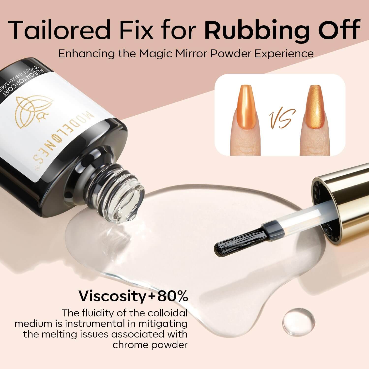 Modelones – wholesale Nail polish – Chrome Powder Top Coat 10ml3