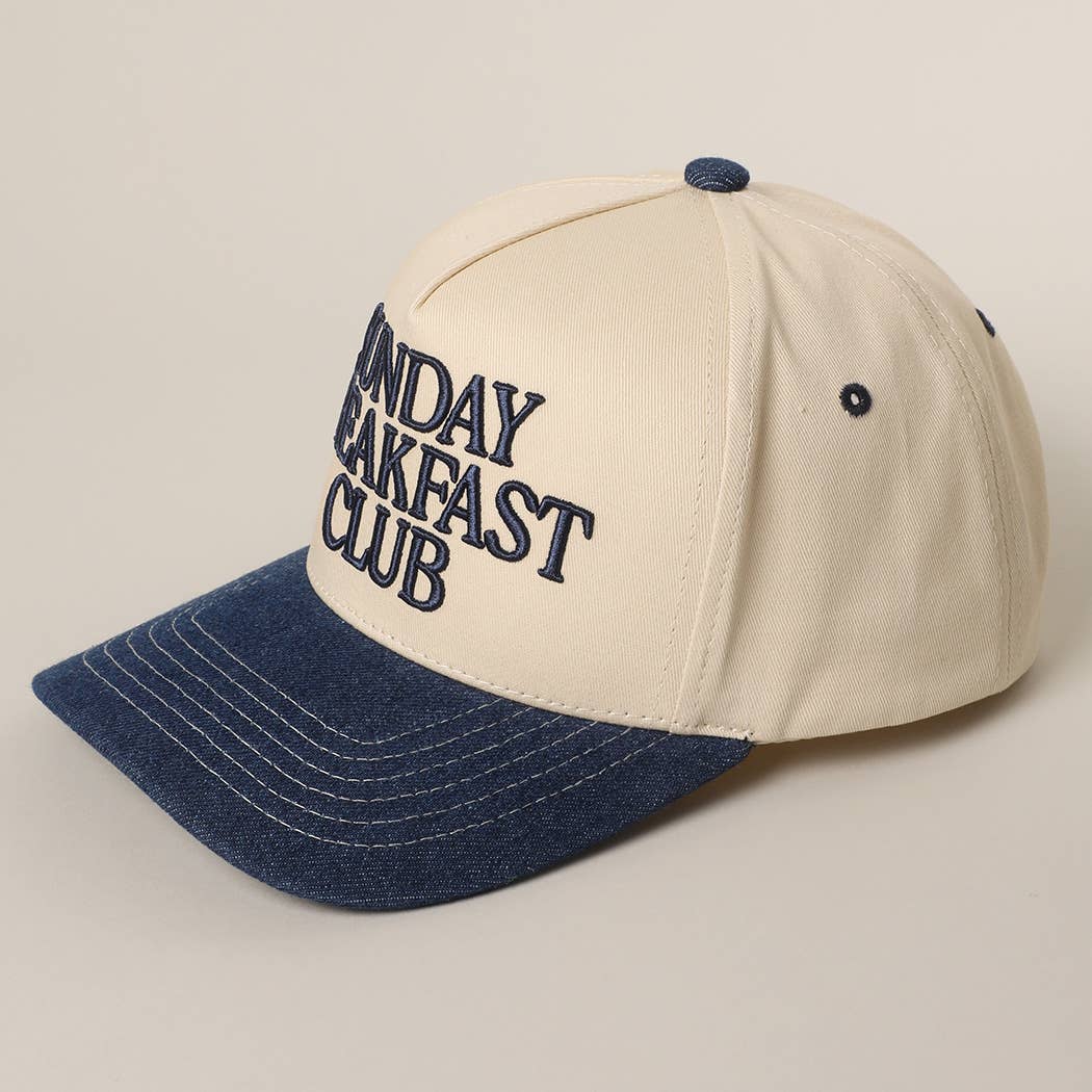 Fashion City - Wholesale Trucker Hat - Unisex - SUNDAY BREAKFAST 3D Letter Embroidered Two-Tone Trucker Hat2