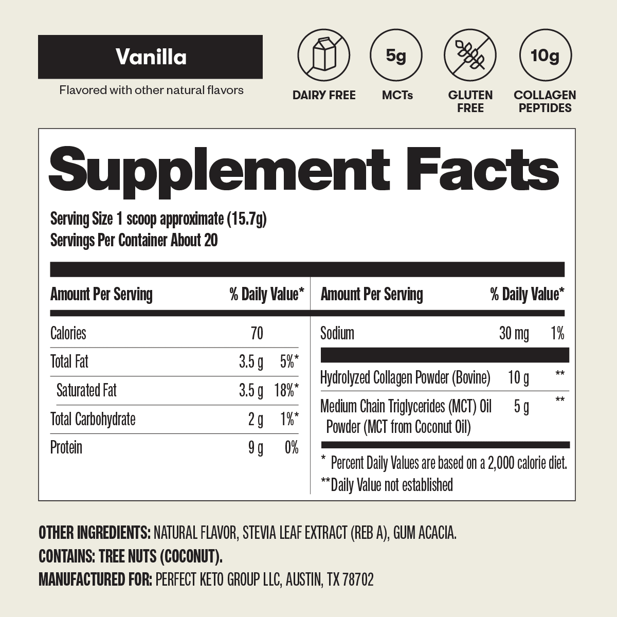 Perfect Keto - Wholesale Protein/Superfood Powder - Grass-Fed Collagen + MCT Oil, Dairy Free, Coffee Creamer5