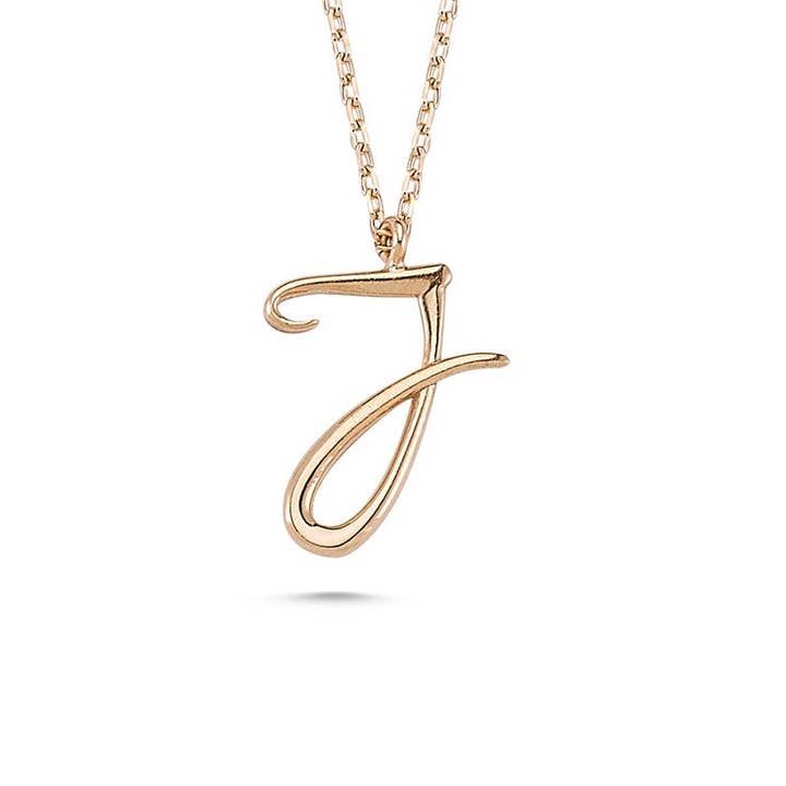 J Letter Mini Initial Silver Necklace for wholesale by Amorium