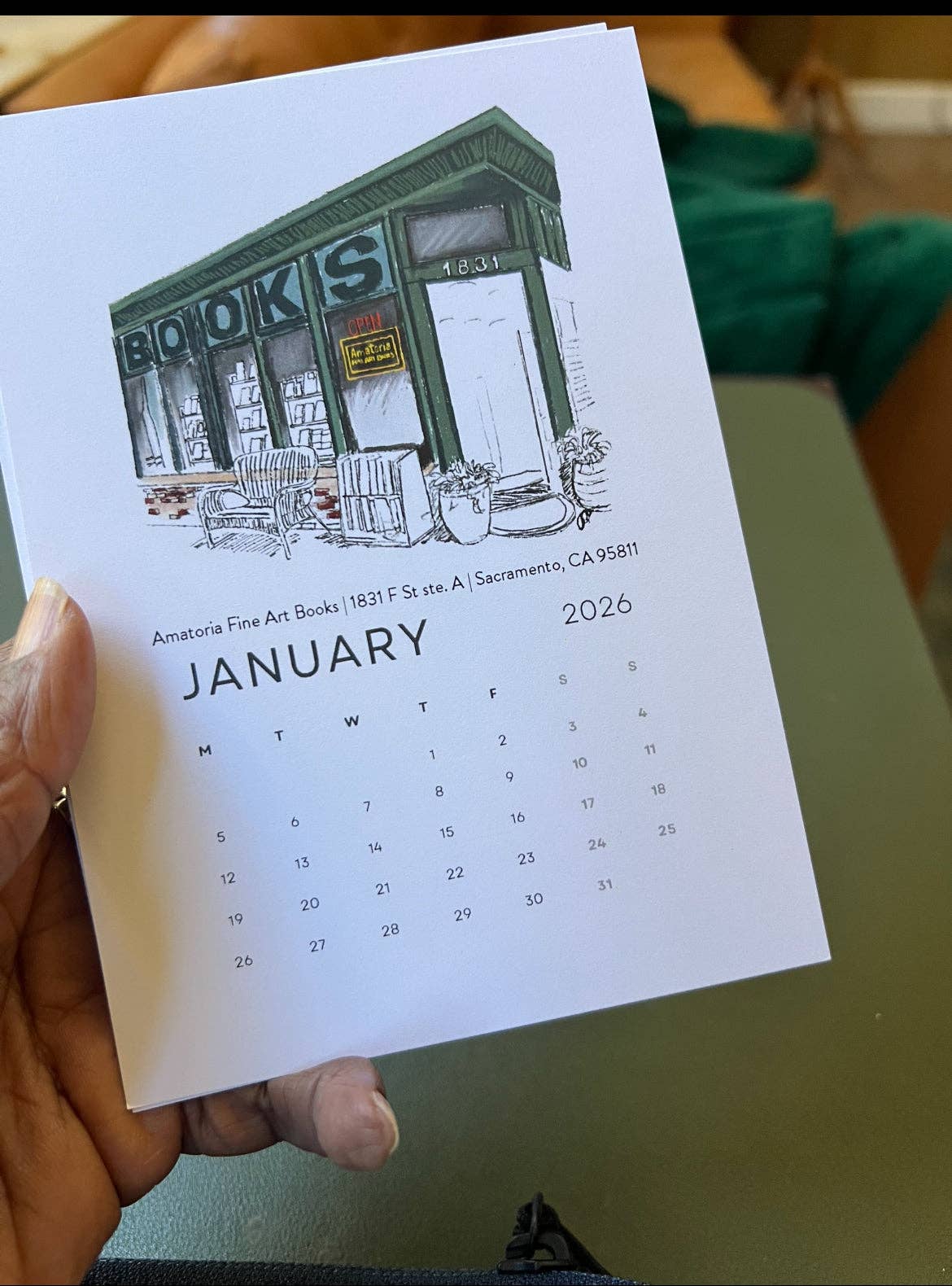 PriyaOriginalsArt - Wholesale Calendar - Bookshops of Sacramento 2026 Desktop Calendar + easel2