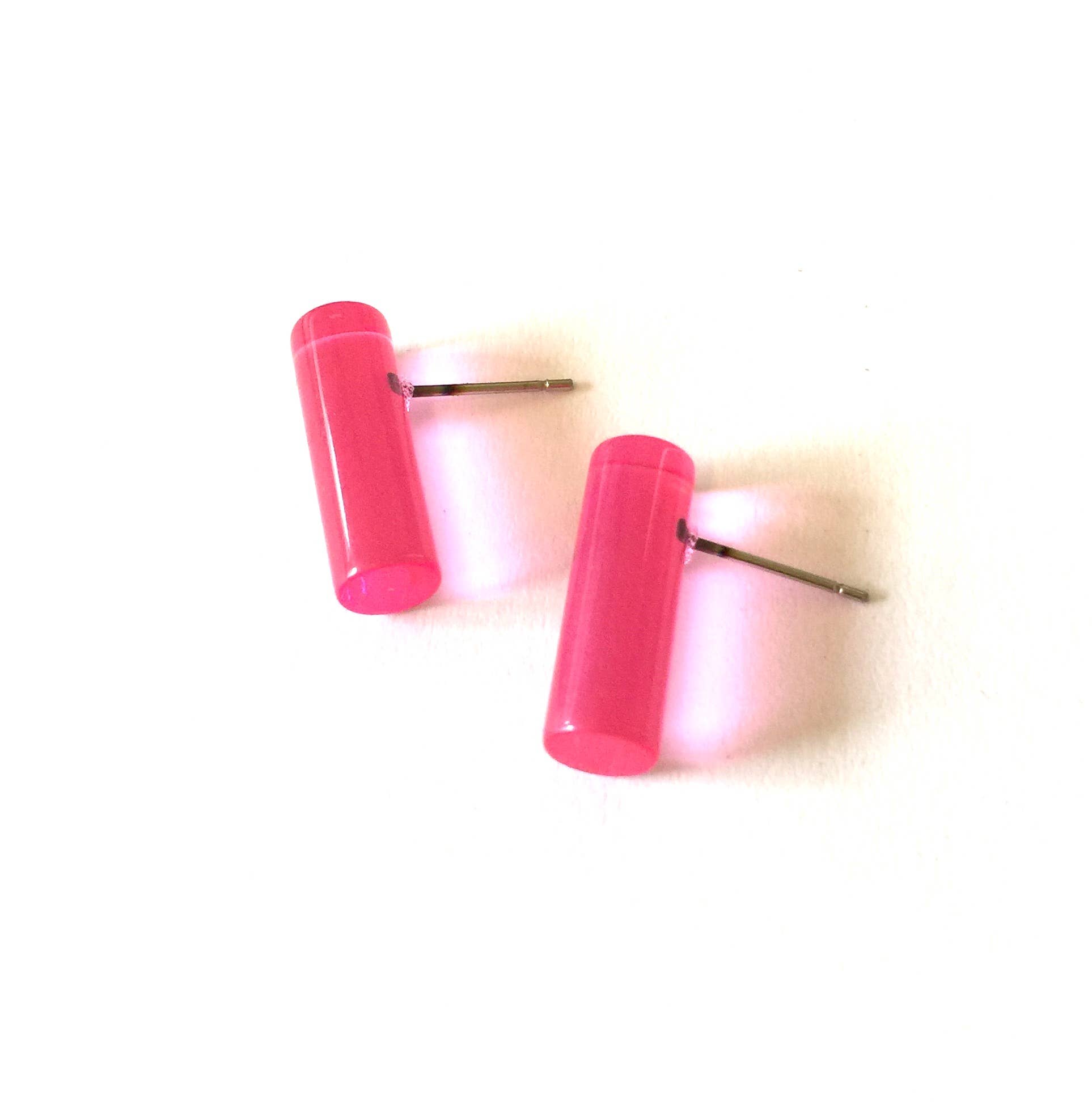 Leetie Lovendale - Wholesale Stud/Post Earrings - Hot Pink Mini Lucite Stick Stud Earrings2