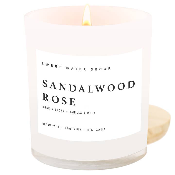 Sandalwood Rose 11 oz Soy Candle - Home Decor & Gifts for wholesale by Sweet Water Decor