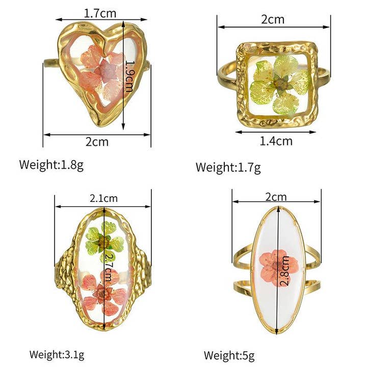 Mio Queena - Wholesale Cocktail/Statement Ring - 18K Gold Plated Stainless Steel Floral Ring - FGS/PDF