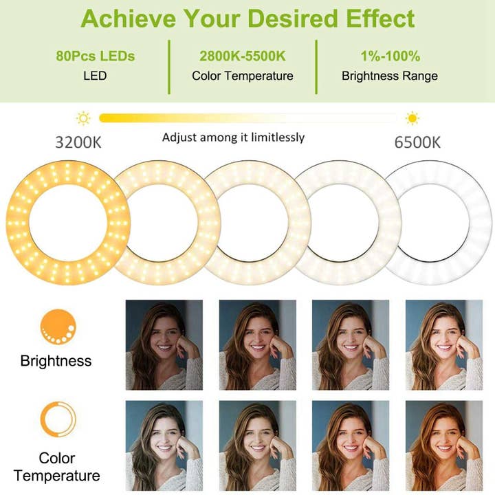 White 9" Dimmable LED Ring Light w/ Tripod Phone Selfie Camera Studio Photo Video Makeup Lamp for wholesale on Faire4