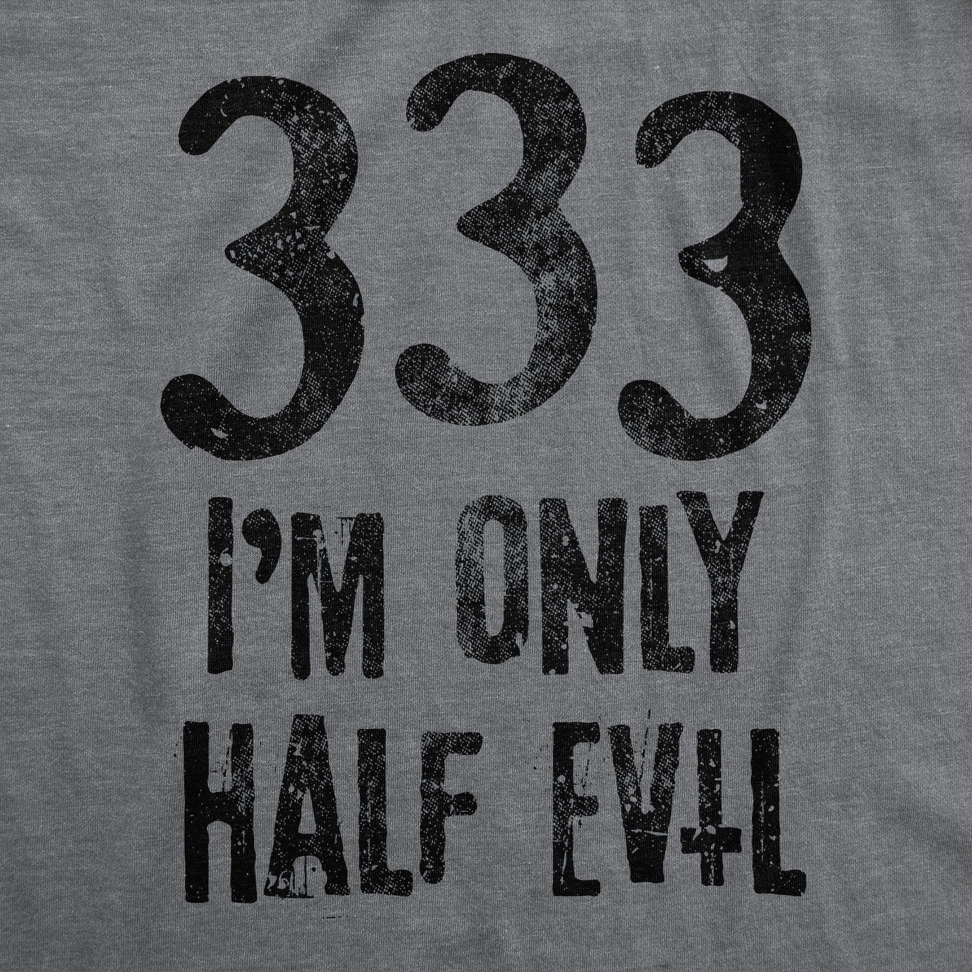 Dark Heather Grey 333 I'm Only Half Evil Men's Tshirt Halloween Graphic Tee for wholesale on Faire1