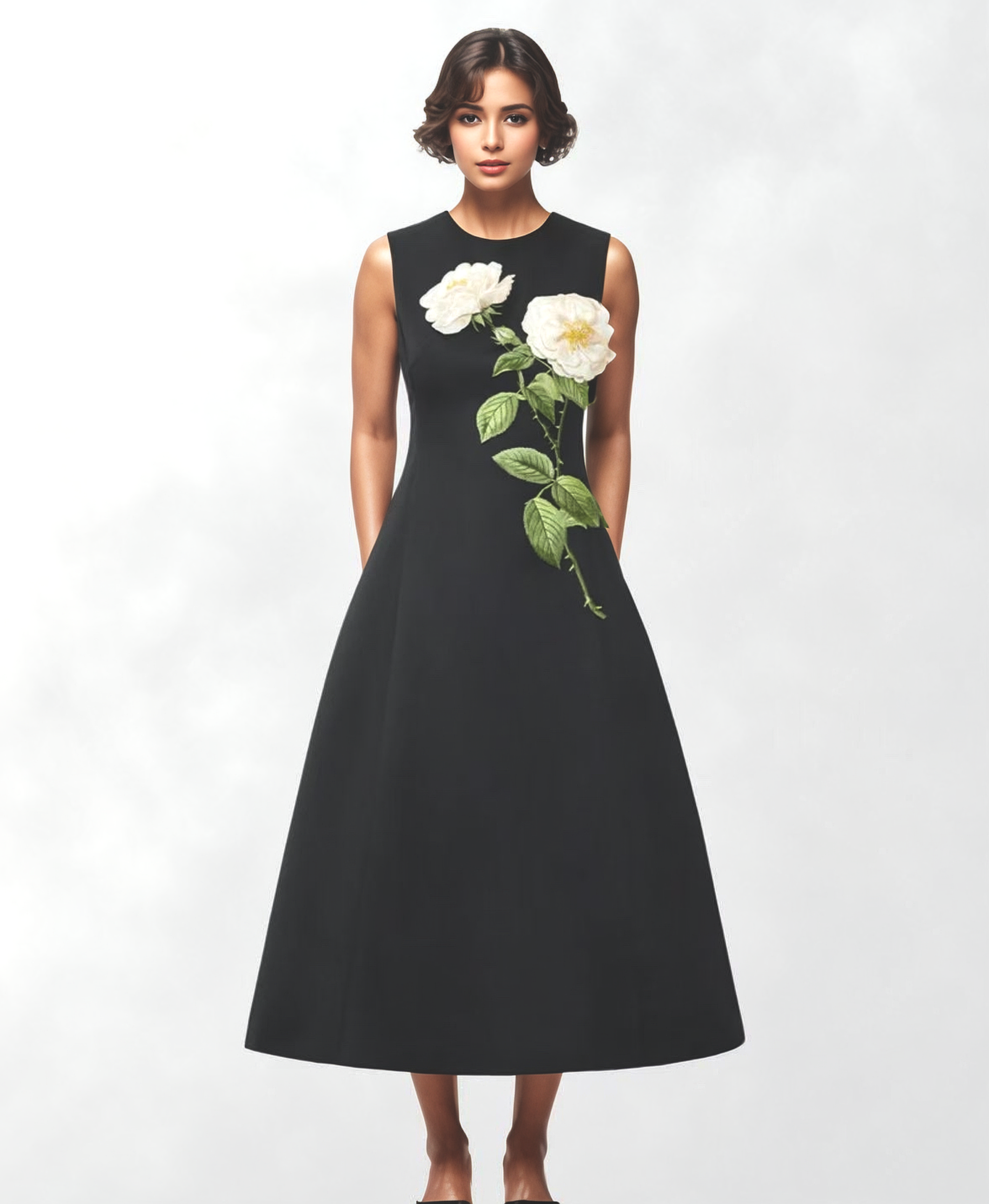 Productseeker - Wholesale Dress - Women's - DR750Y Sleeveless 3D Floral Embroidered Elegant Long Dress7