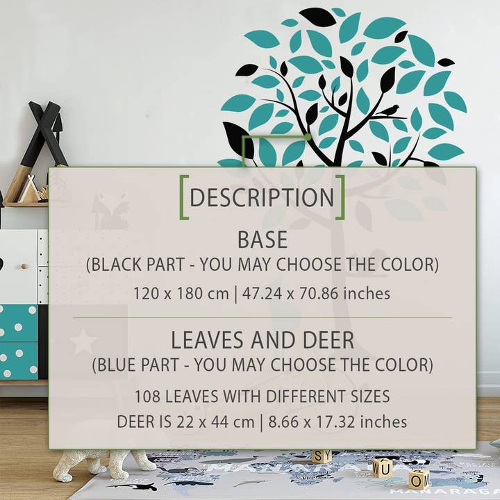 Muursticker boom, hert, eekhoorn, vogels, meisjeskamer voor wholesale door KUARKI