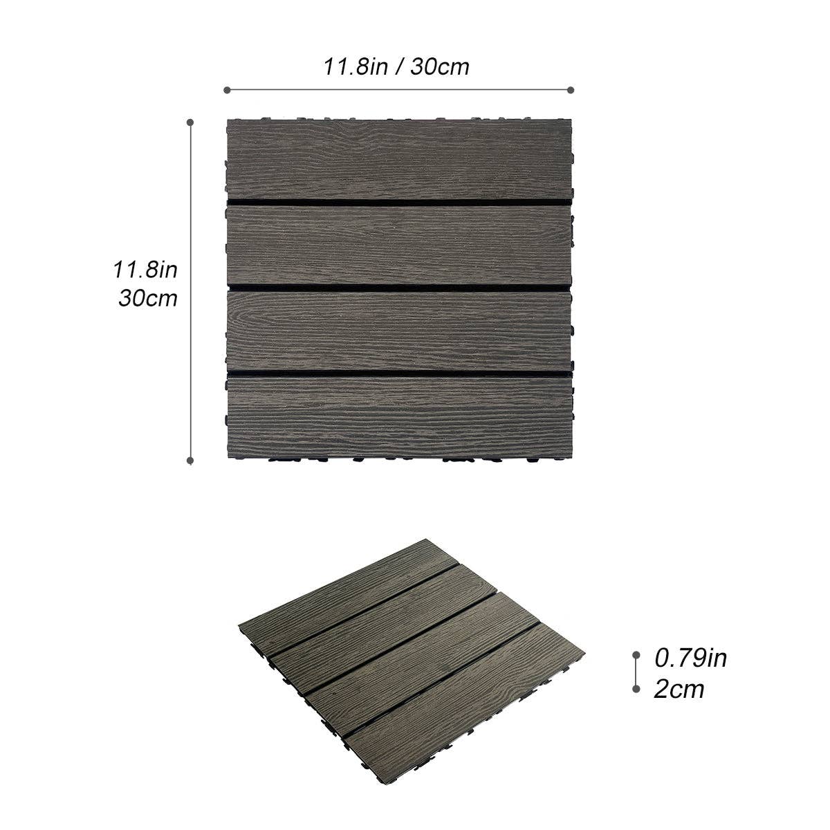 Orange County Decor - Wholesale Outdoor Ornament/Decor - Wood Plastic Composite Deck Tiles Set Of 20Pcs, Diy Interlocking Decking Tiles, Floor Tile, Durable, Maintenance, Waterproof, Indoor Outdoor, 12X12In Dark Grey Dark Grey Modern Plastic Wood Plastic2