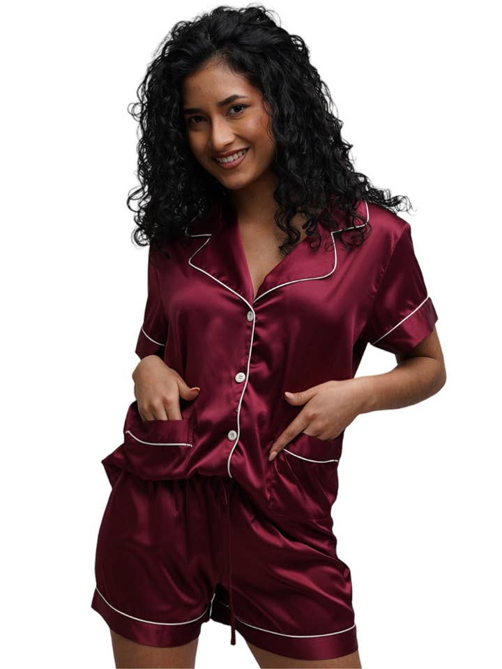 Taniri - Wholesale Sleepwear Set - Women's - ASHLEY SHORT MATTE SATIN PAJAMAS29