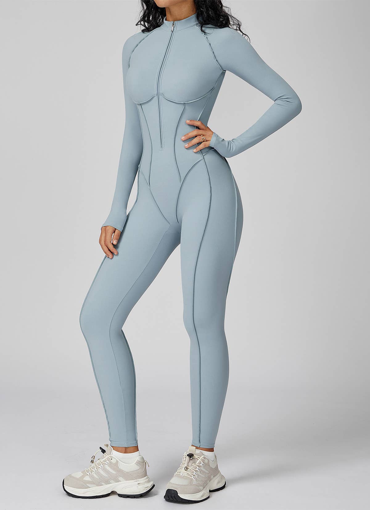 Crave by FW - Wholesale Unitard - Women's - Long Sleeve Zip Front Sport Jumpsuits One Yoga Rompers17