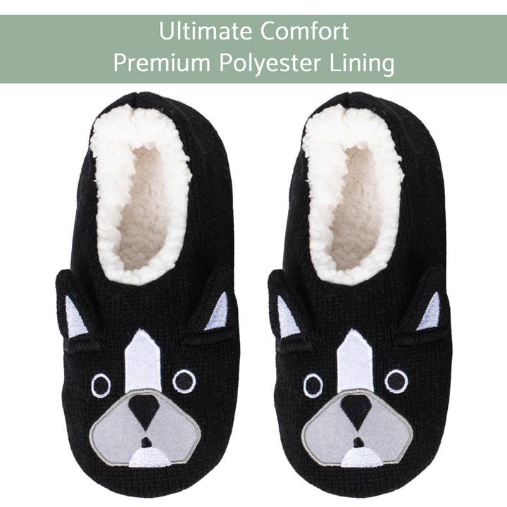 EAST AVENUE - Wholesale Slippers - Women's - Slippers Black Bulldog Ladies Large1