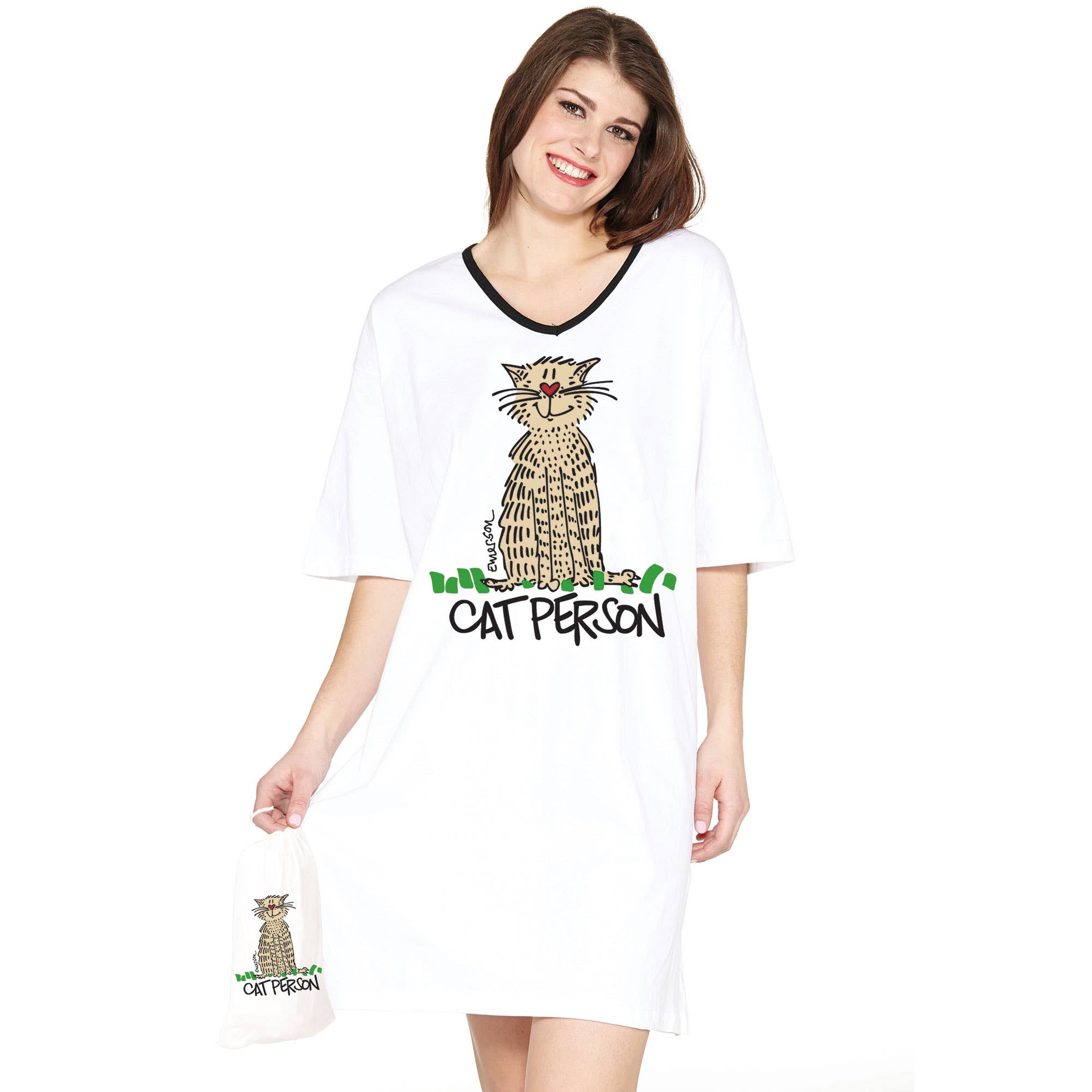 Emerson Street Clothing Co. - Wholesale Nightshirt - Women's - Cat Person, Nightshirt in a Bag