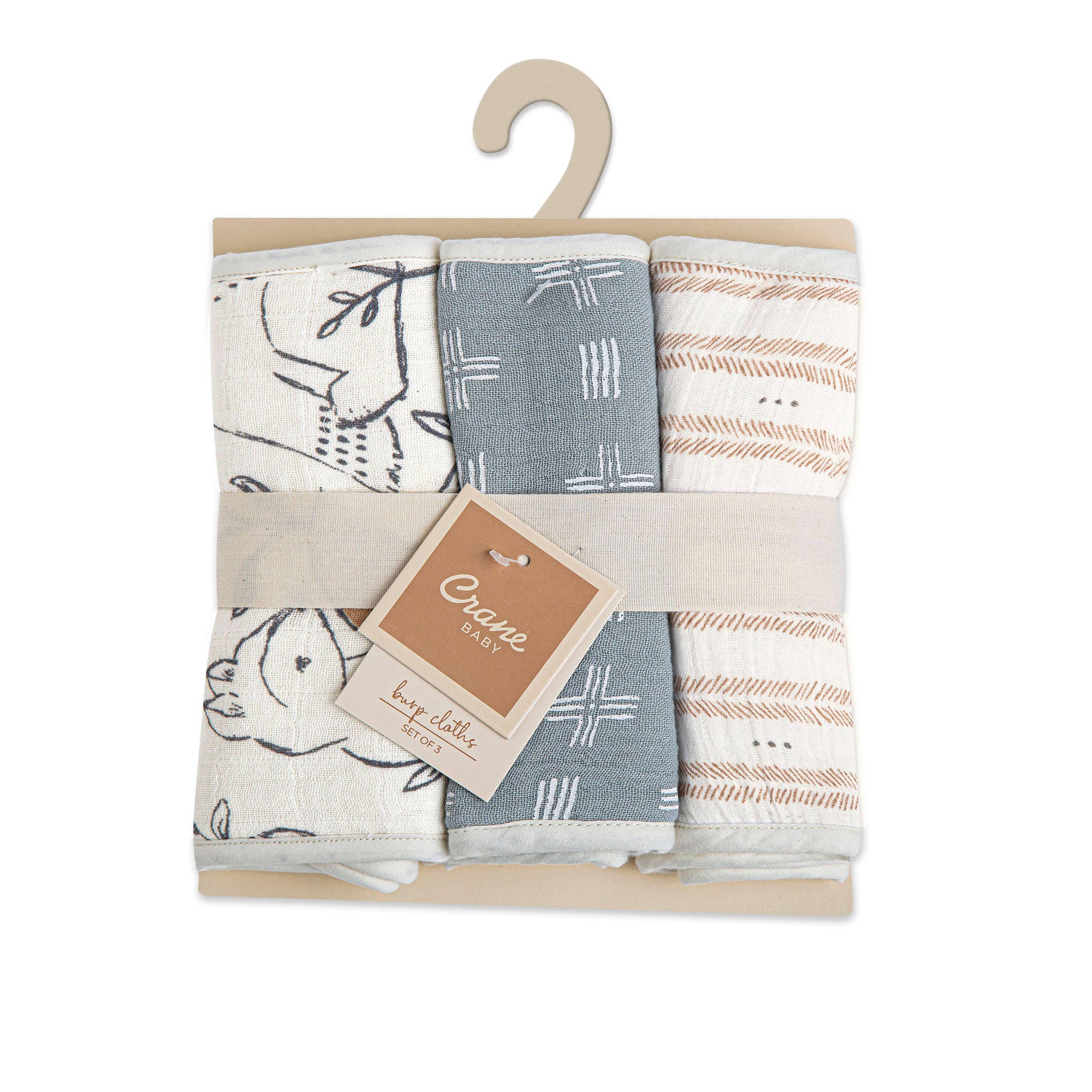 Crane Baby - Wholesale Burp Cloth Set - Baby - Ezra 3-Pc. Burp Cloths7