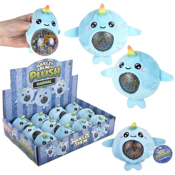 Pagdee Kids Juniors - Wholesale Knuffels - Kinderen en baby - Narwal Squeezy Kralen Knuffel Voor Kinderen In Bulk