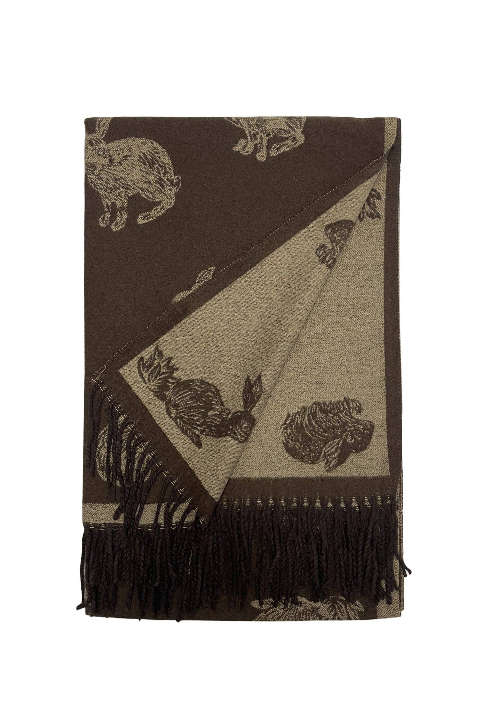 Fashion Scarf World - Wholesale Scarf - Women's - Rabbit / Hare Reversible Tassel Scarf17