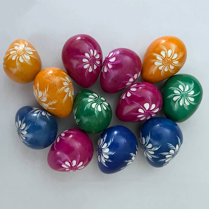 Small Flowered Soapstone Eggs for wholesale by Design Africa