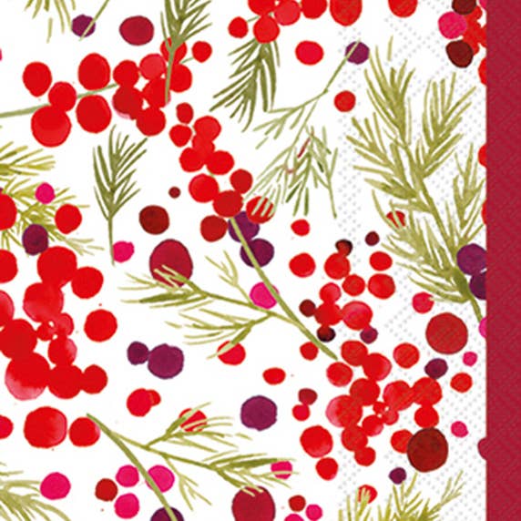 Boston International - Wholesale Disposable Napkin - Paper Guest Towels Pk/16 Merry Berries Christmas
