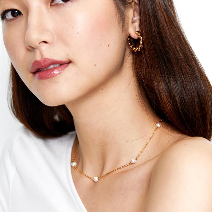 Angels Whisper Accessories - Wholesale Beaded/Pearl Necklace - Ally Pearl 18K Gold Plated Necklace