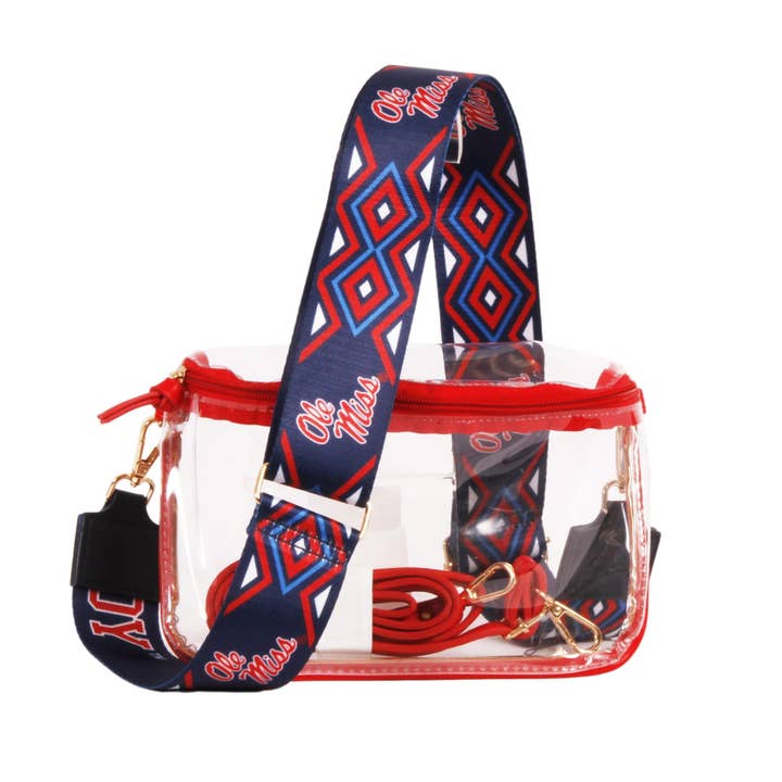 Mala Transparente Ole Miss Hotty Toddy com Alça de Bolsa Personalizada por atacado de Desden