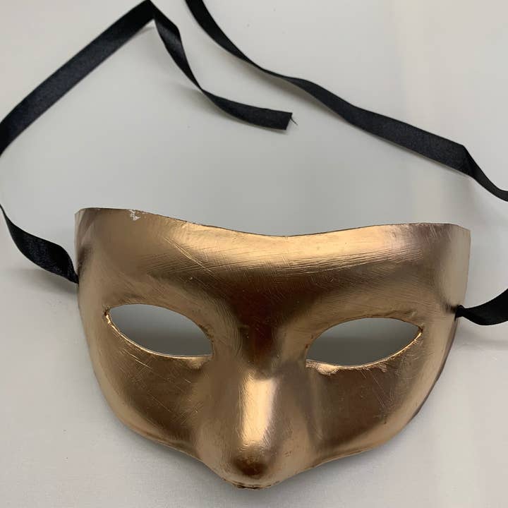 Caufield's Novelty – wholesale Costume – Unisex – Paper Mache Masquerade Half Mask with Black Ribbon Ties