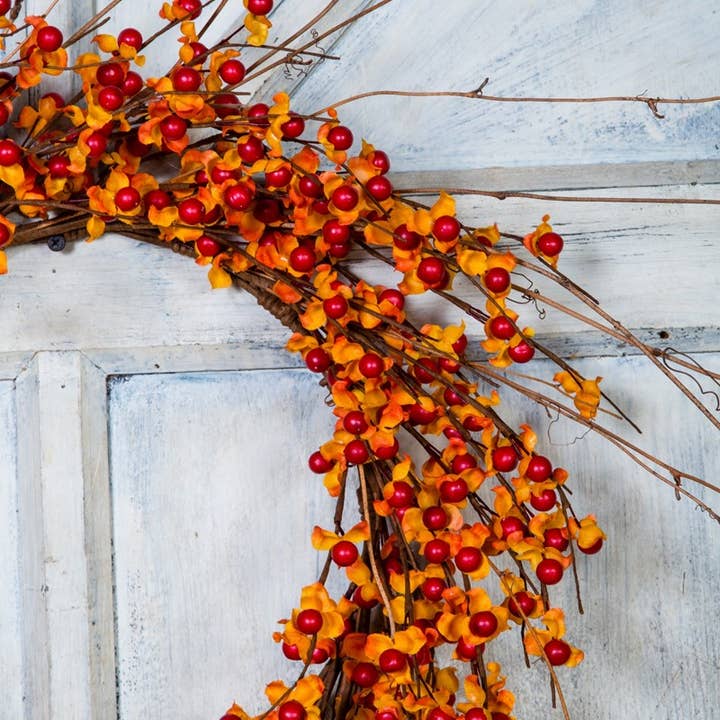 KMI International Corp. - Wholesale Wreath - Bittersweet Wreath – 10" Diameter Rim, Bold Fall Accent1