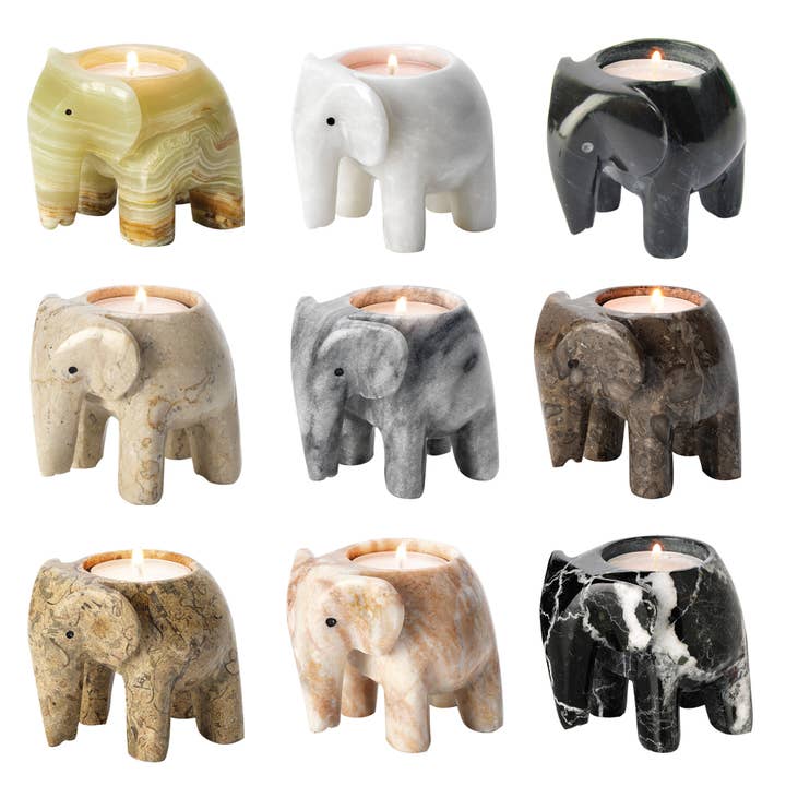 Portavelas de elefante de mármol de 3 pulgadas para venta al por mayor de British Fossils