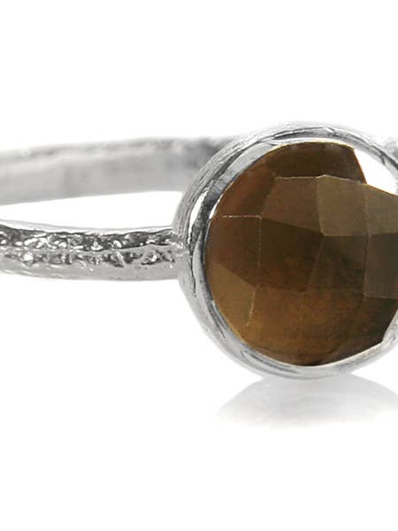 Bague petit cercle Capri Quartz fumé pour la vente par Sikara & Co.