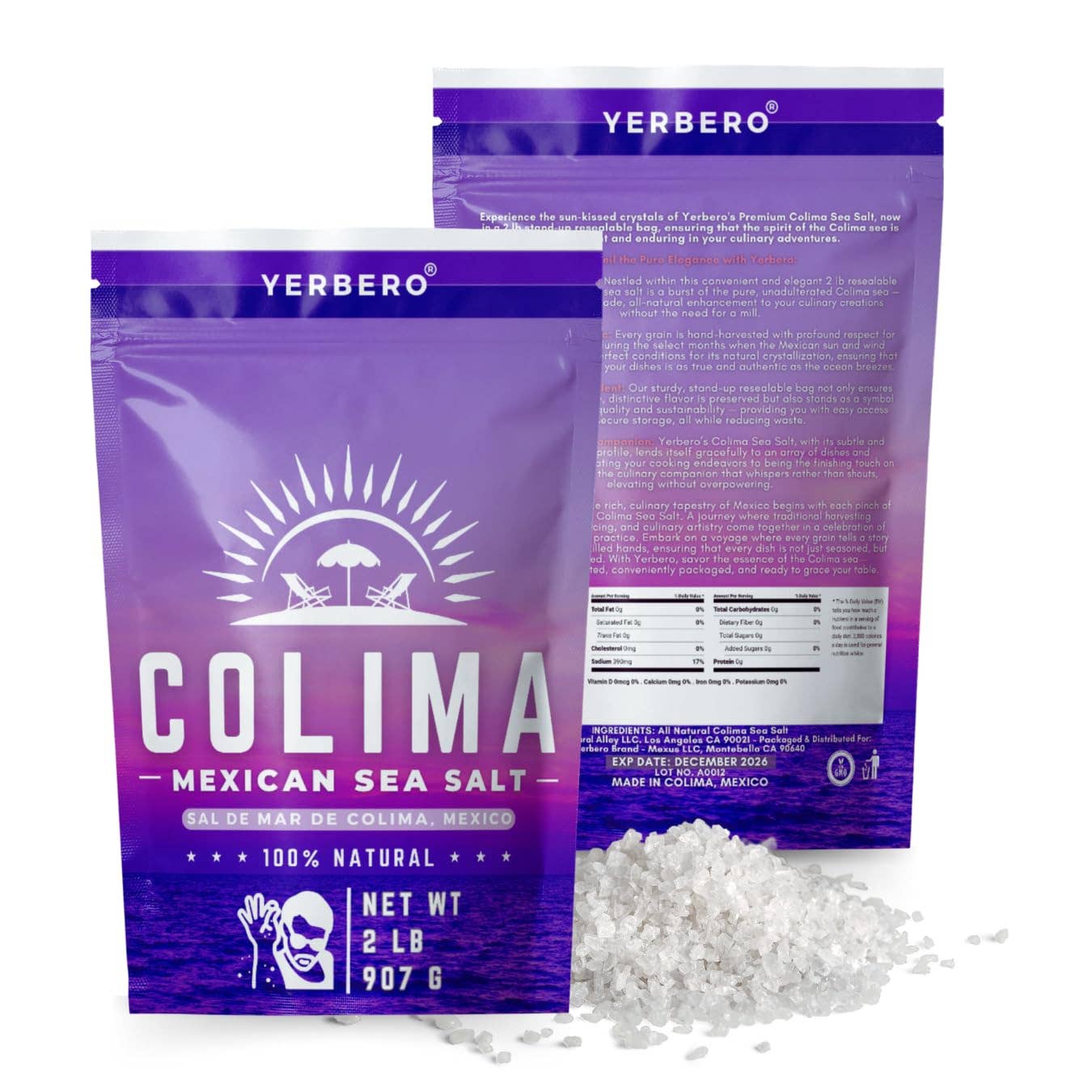 YERBERO - Wholesale Salt - Yerbero - Premium Colima Sea Salt Unrefined (Multiple Sizes) | 100% All Natural Sea Salt, Gourmet Grade, Non GMO's. | Hand Harvested | Imported From Lagoon Cuyutlán “Tepalcates” Colima, Mexico.2