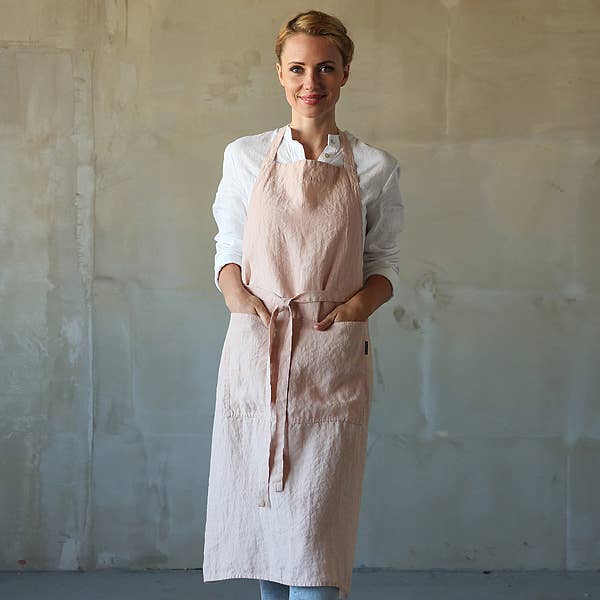 LinenMe - Wholesale Apron - Linen Bib Apron Rosa Stone Washed2