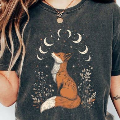Upside Down Owl Farm - Wholesale Screen Printed T-Shirt - Women's - Folklore Fox & Lunar Phases Shirt and Sweatshirt - Bohemian 9