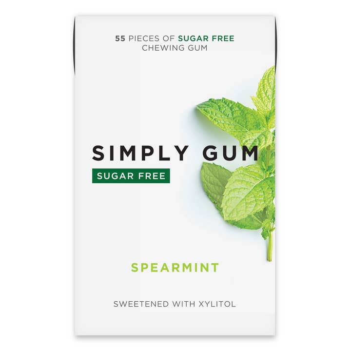Spearmint Gum 55ct - Natural + Plastic-Free | 6 Pk for wholesale by Simply Gum