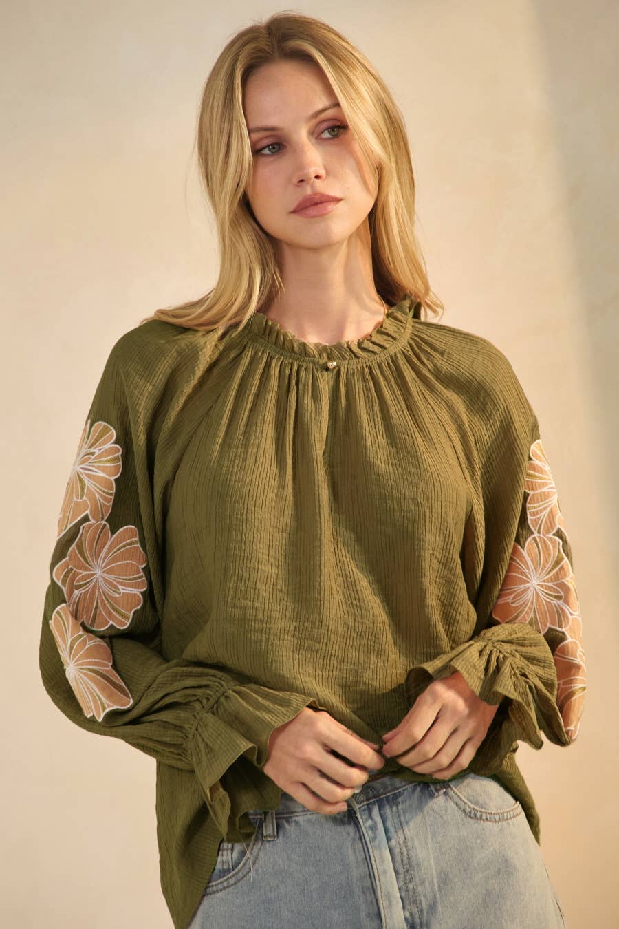 Oddi – wholesale Blus - Dam – Skrynklad bondblus1