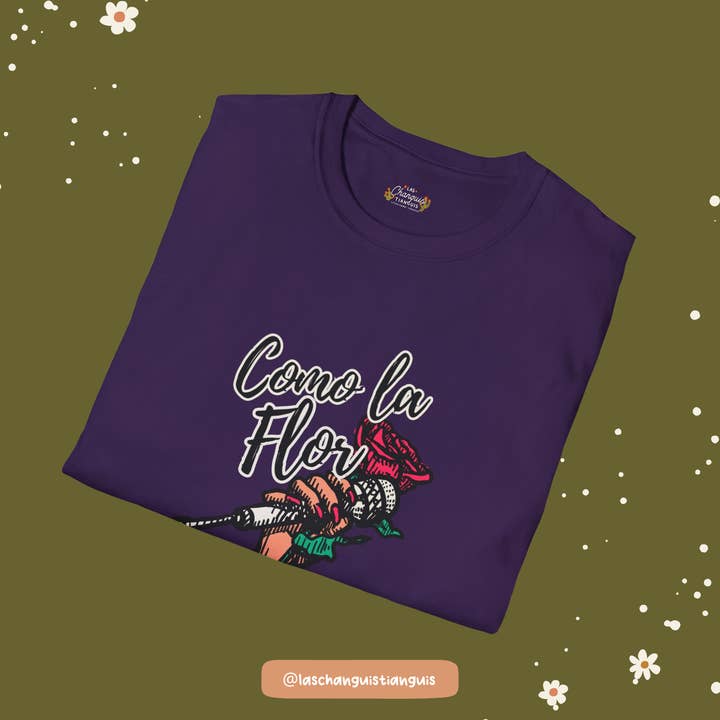 Las Changuis Tianguis - Wholesale T-Shirt (Graphic) - Women's - Como La Flor Selena Shirt – Purple Chicana Graphic Tee | Latina Apparel by Las Changuis Tianguis2
