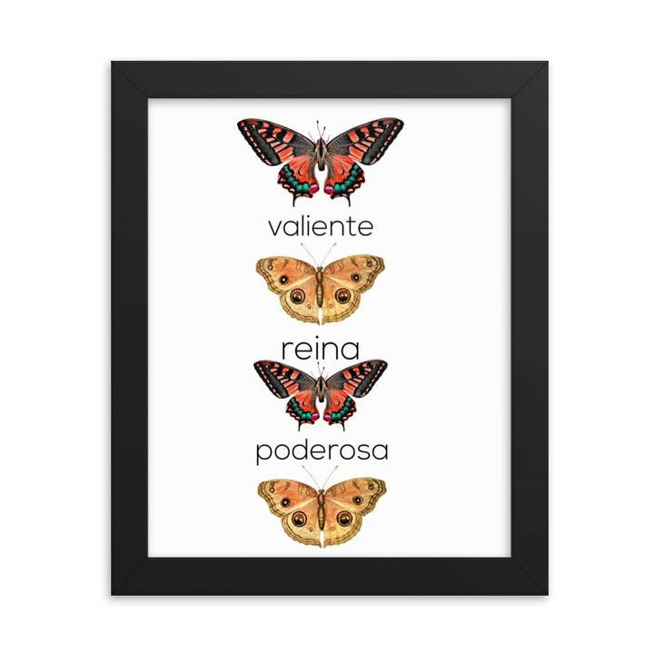 Valiente. Reina. Poderosa. Framed poster por atacado de Badass x Bonita