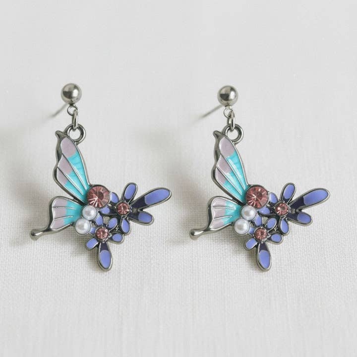 Artistic Butterfly Floral Drop Earrings for wholesale by Ellemadera