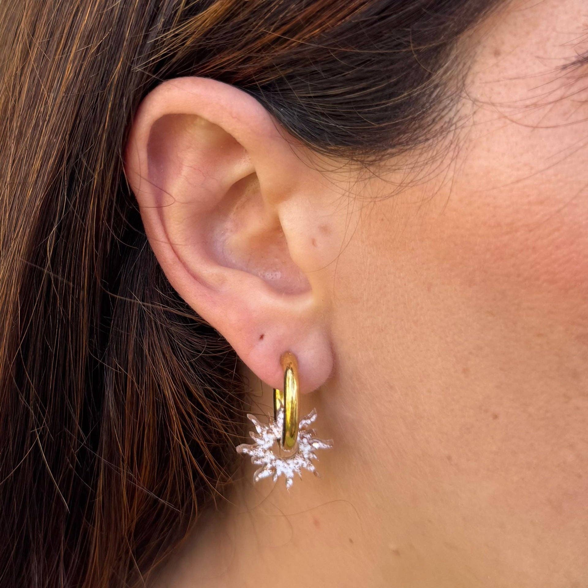 Les Nicolettes - Wholesale Hoop Earrings - Creoles Sun Ivory Champagne1