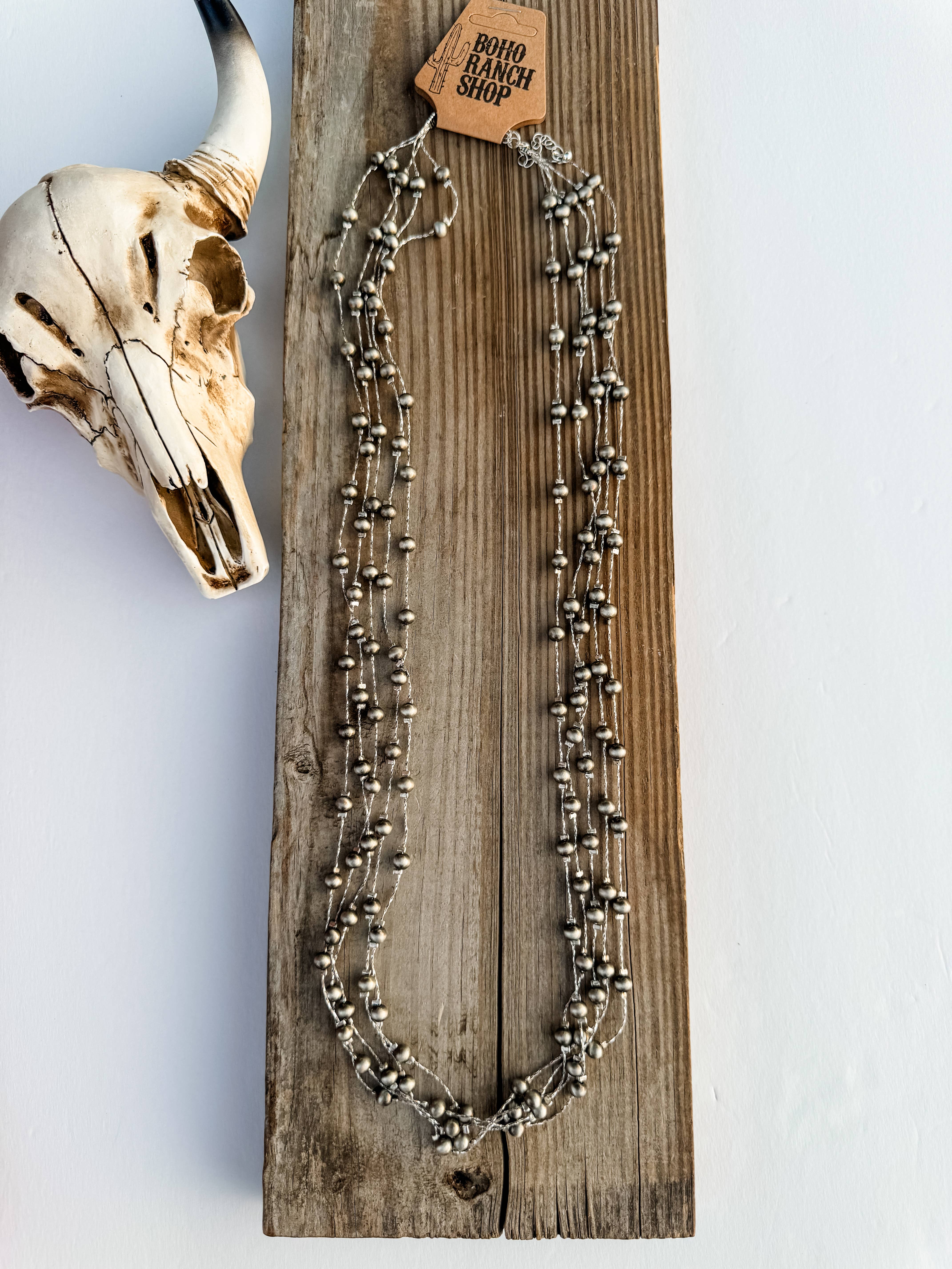 Boho Ranch Shop - Wholesale Pendant/Charm Necklace - Western Navajo Style Pearl Wire Layered Necklace3