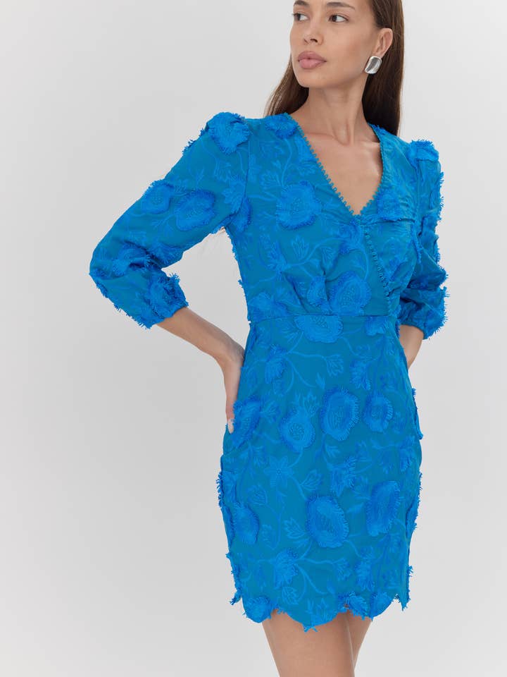 Danica 3D Embroidered Scalloped Mini Dress for wholesale by Adelyn Rae