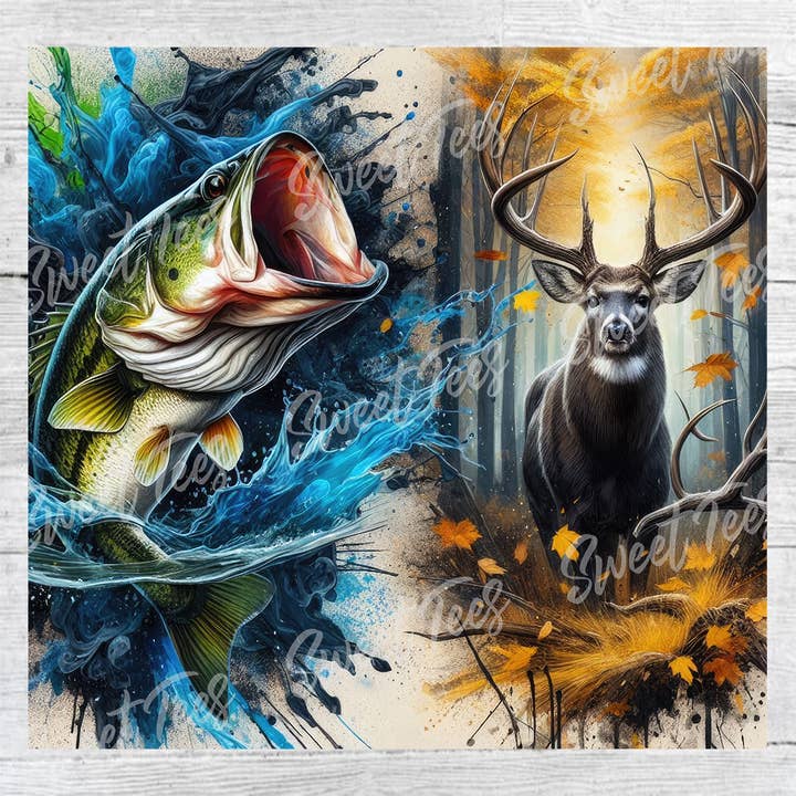 Bass Fishing Hunting Dad Tumbler Sublimation Transfer for wholesale by Sweet Tees