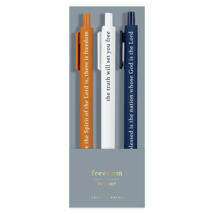 Ensemble de stylos d'étude biblique Freedom pour la vente par Church Notes Co.