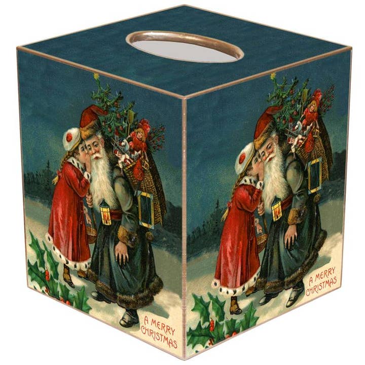 Marye-Kelley - Wholesale Tissue Box - Santa with Girl Tissue Box Cover