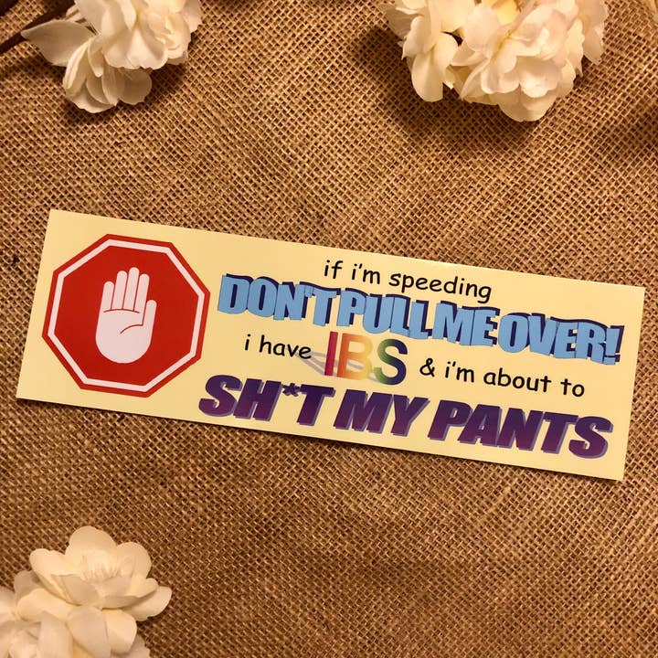 Pegatina Divertida para el Coche de IBS, Adhesivo Ingenioso para el Coche para venta al por mayor de Two Cats Creatives