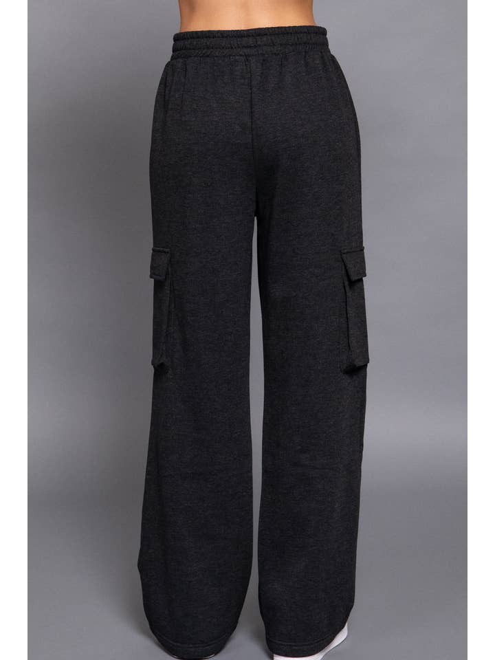 Active Basic | Active USA - Wholesale Pants - Women's - Waist Band Inner Fleece French Terry Cargo Long Pants